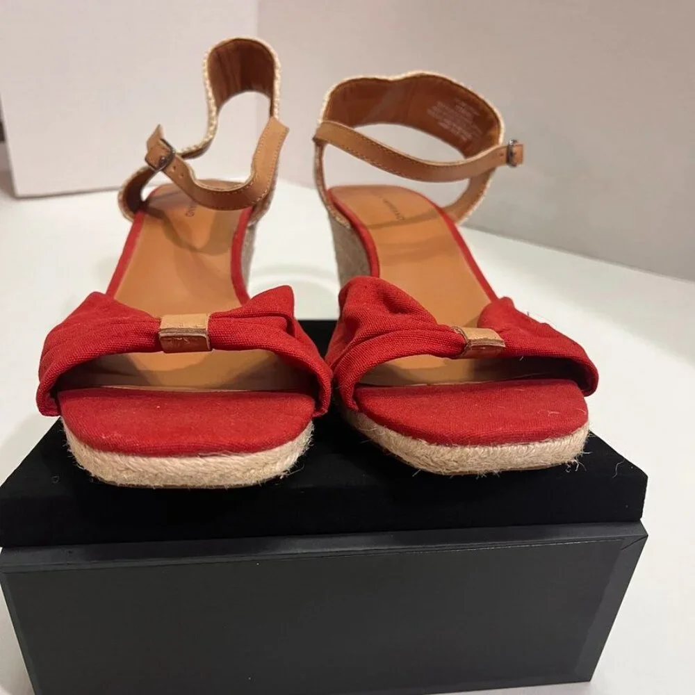 Lucky Brand Red Canvas Espadrille Wedge Sandals – Size 11
